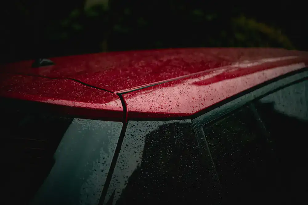 Water beading aggressively on a ceramic coated car panel